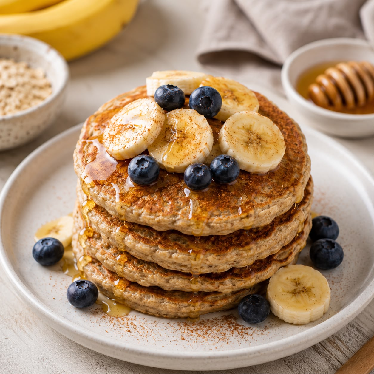 Banana Oatmeal Pancakes (Healthy)