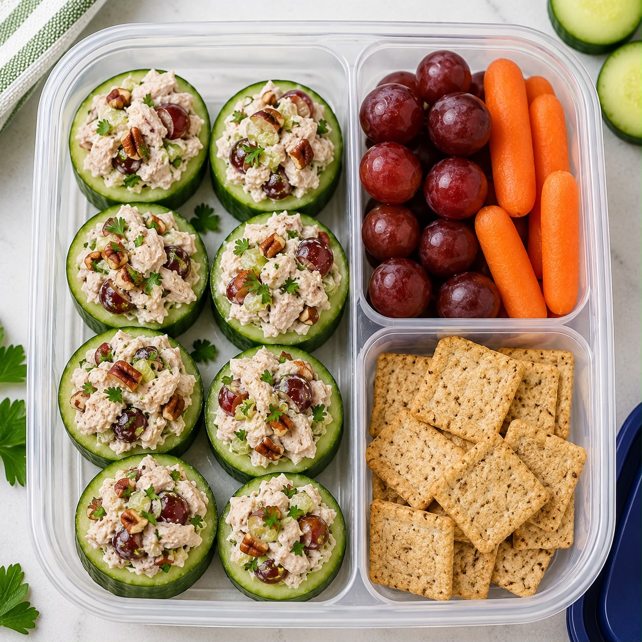 Chicken Salad Stuffed Cucumbers