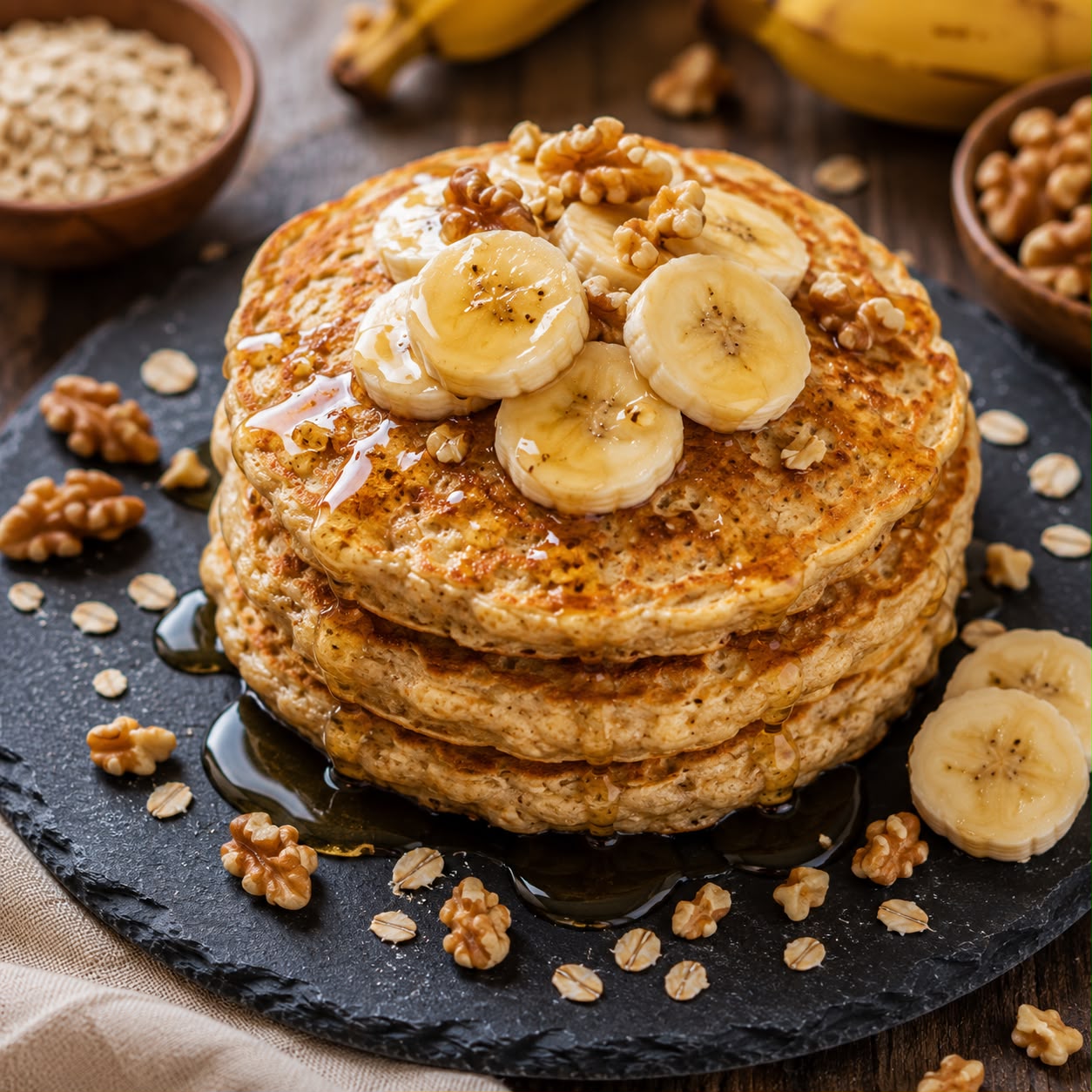 Healthy Banana Oat Pancakes