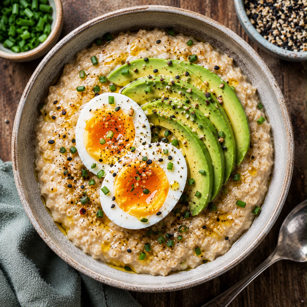 Savory Oatmeal with Egg & Avocado